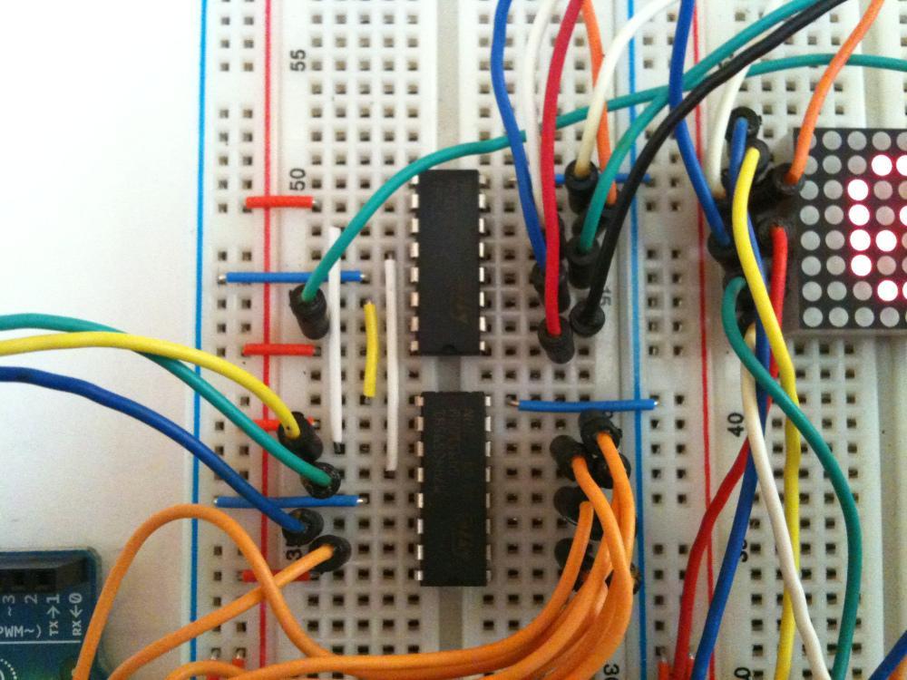 Close-up of Shift Registers on Breadboard